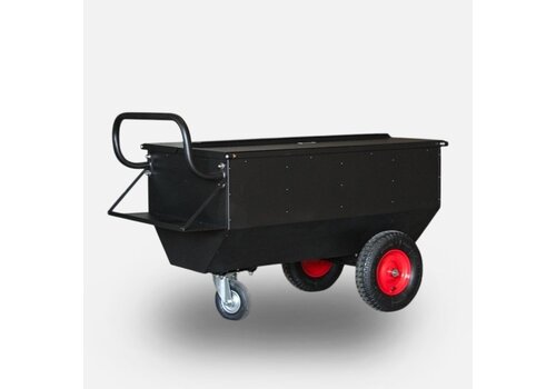 Voerwagen Premium black 350 liter met dubbele deksel 