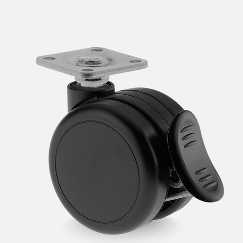 PAROL wiel 65mm plaat 42x42mm met rem 
