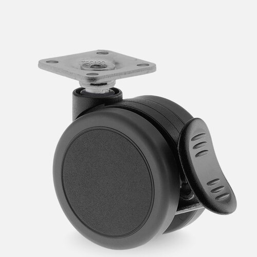 PATPROL wiel 75mm plaat 38x38mm met rem 