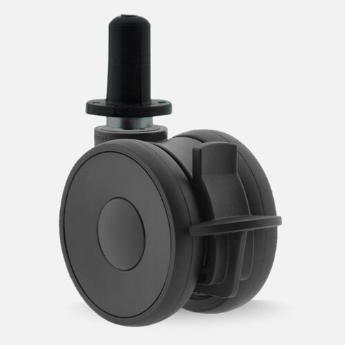 PAPU HIGH wiel 75mm plug rond kunststof 13mm met rem 