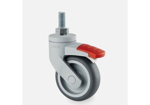 SYTP wiel 75mm bout M10x15 met rem  SYTP wiel 75mm bout M10x15 met rem