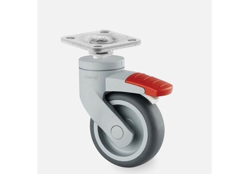 SYTP wiel 75mm plaat 42x42mm met rem 