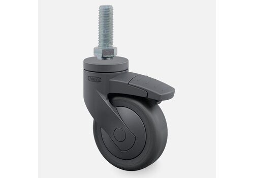 SYTP zwart afdekkap wiel 75mm bout M10x25 met rem 