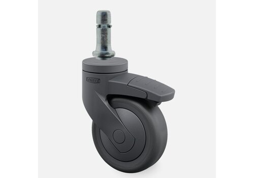 SYTP zwart afdekkap wiel 75mm stift 10mm met rem  SYTP zwart afdekkap wiel 75mm stift 10mm met rem