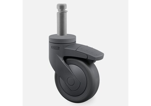 SYTP zwart afdekkap wiel 75mm stift 10mm (30) met rem 