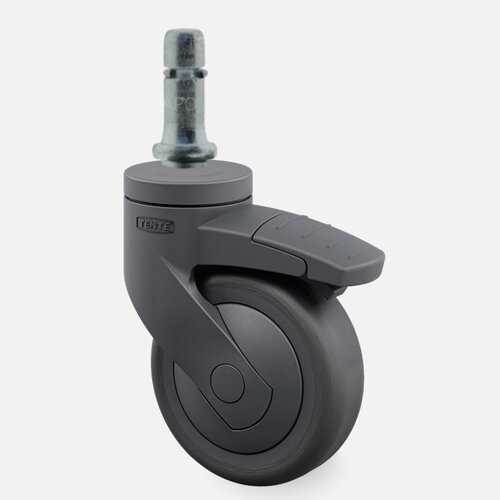 SYTP zwart afdekkap wiel 75mm stift 9mm met rem 
