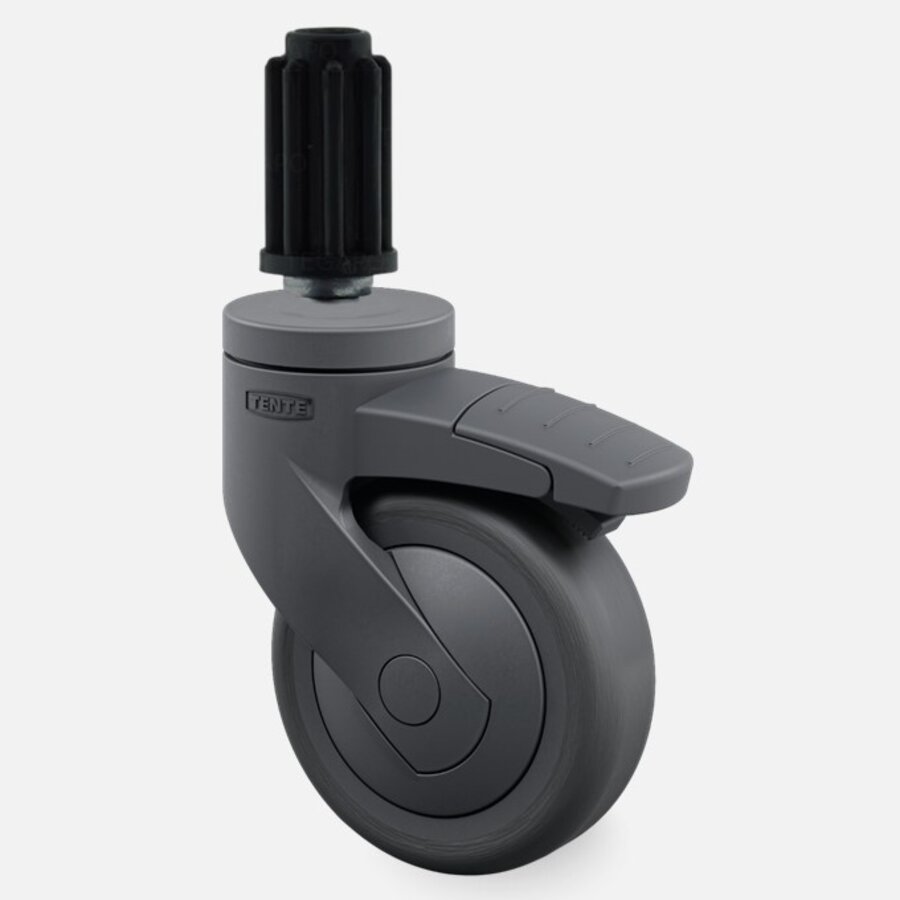 SYTP zwart afdekkap wiel 75mm plug rond 15mm met rem-1