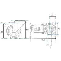 thumb-EdelRader zwenkwiel elastisch rubber grijs 125mm 2KO boutgat met rem-2