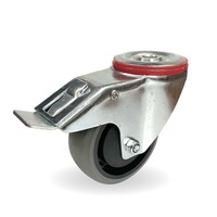 thumb-EdelRader zwenkwiel elastisch rubber grijs 80mm 2KO boutgat met rem-1