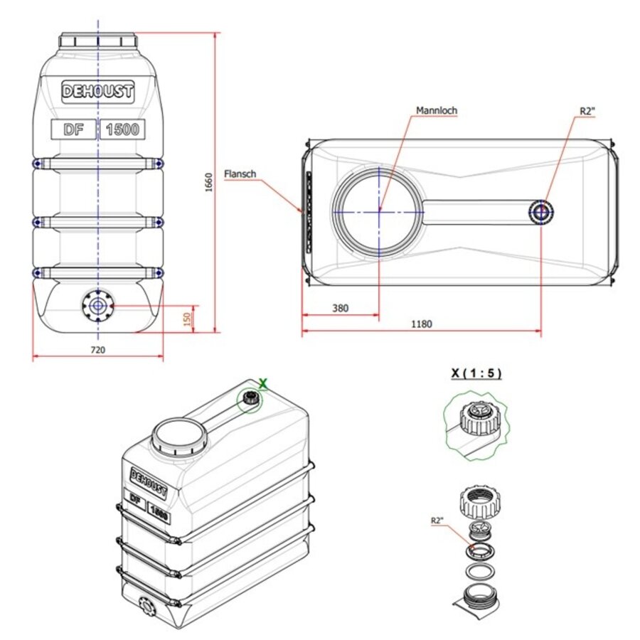 DEHOUST PE opslagtank 1500 liter DF wit-3