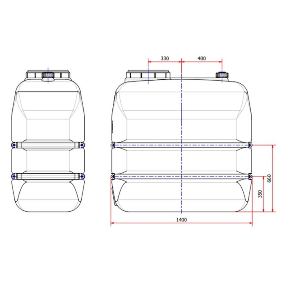 DEHOUST PE opslagtank 1100 liter DF zwart-2