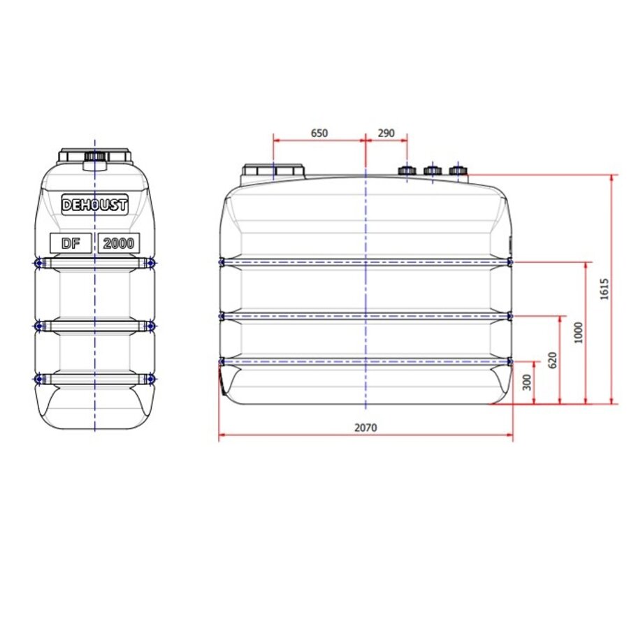 DEHOUST PE opslagtank 2000 liter DF zwart-2
