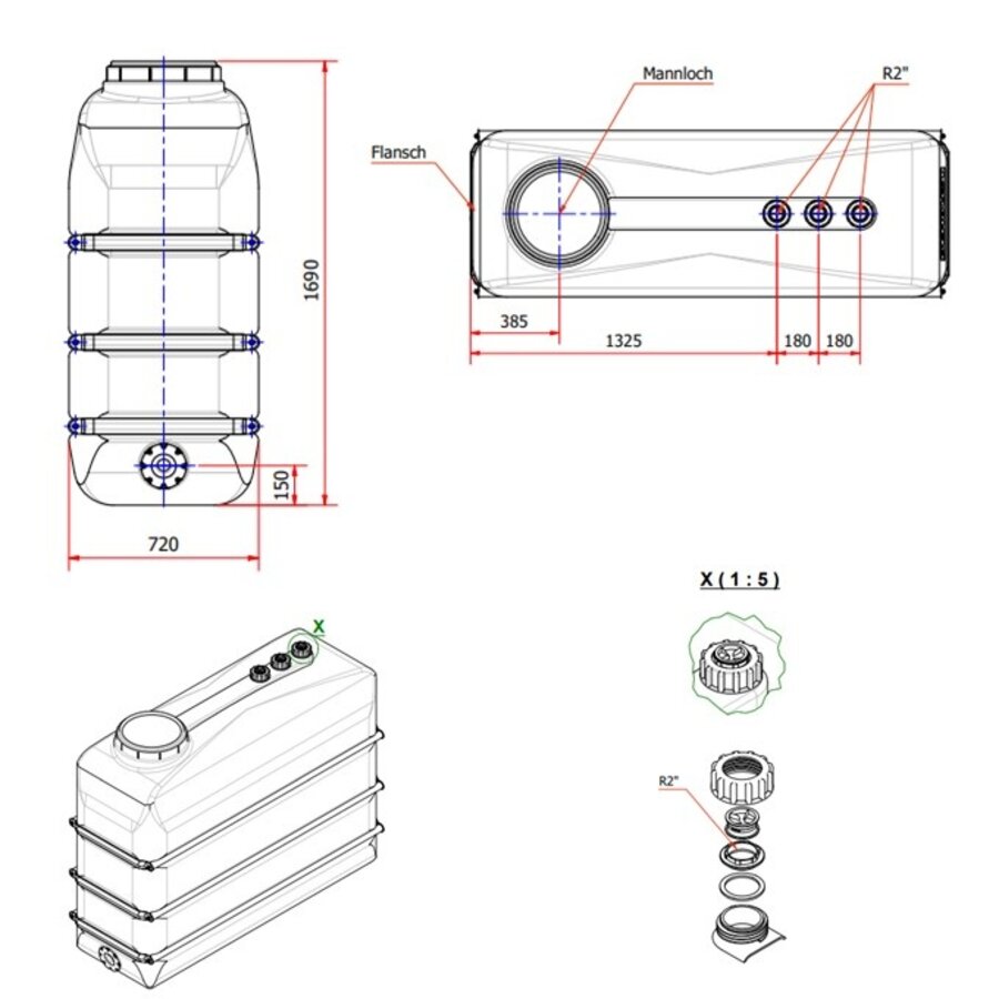 DEHOUST PE opslagtank 2000 liter DF zwart-3