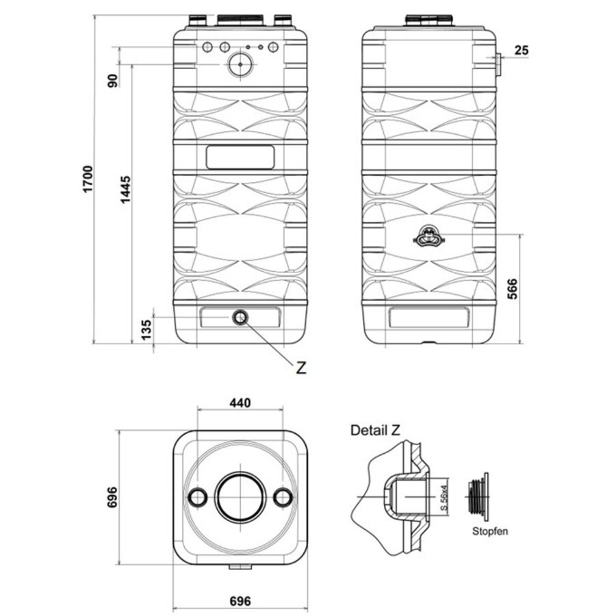 DEHOUST aquaform 690 liter zwart met opening 240 mm-2