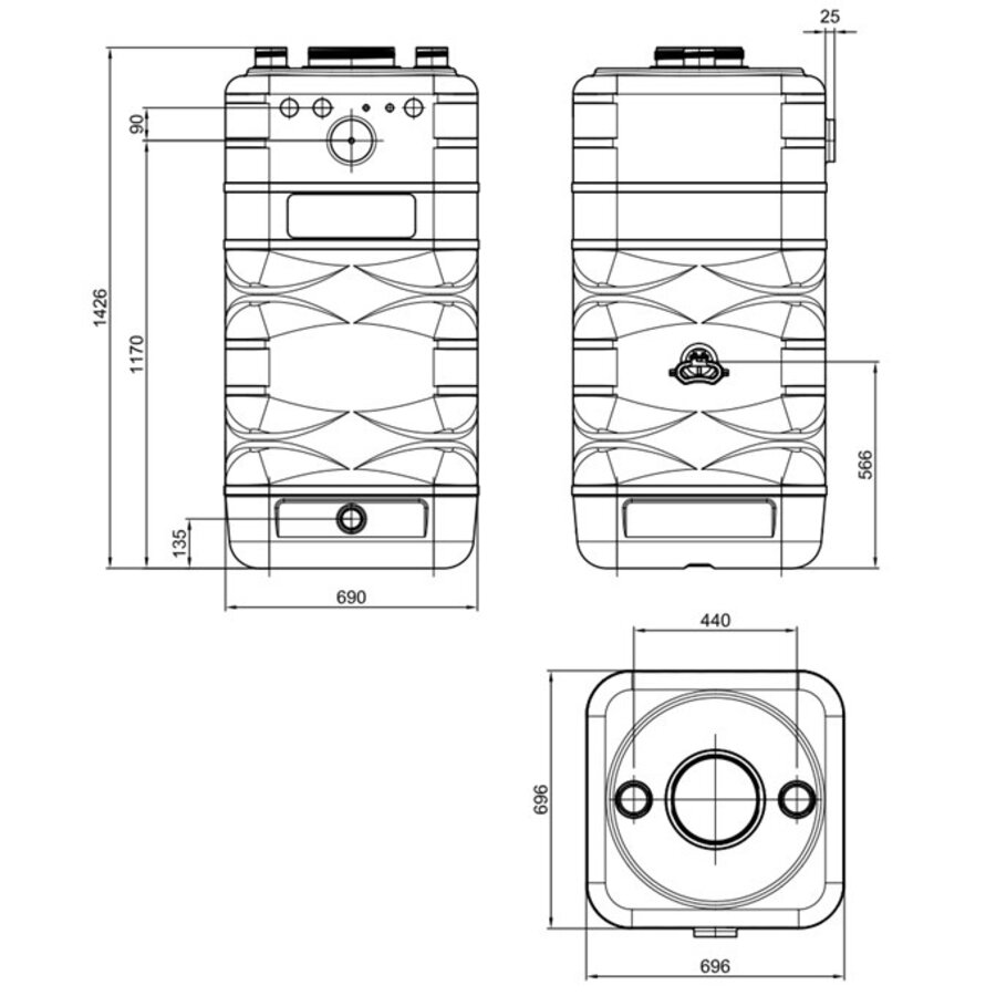 DEHOUST aquaform 570 liter blauw met opening 240 mm-2