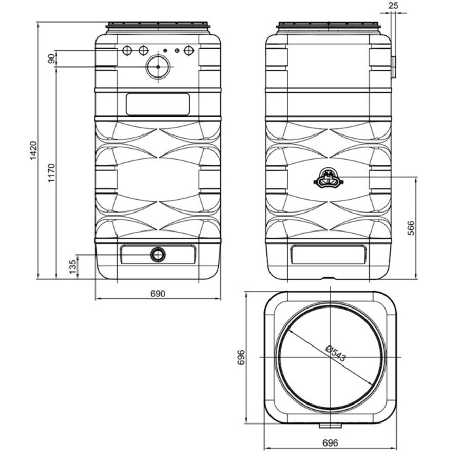 DEHOUST aquaform 570 liter blauw met opening 540 mm-2