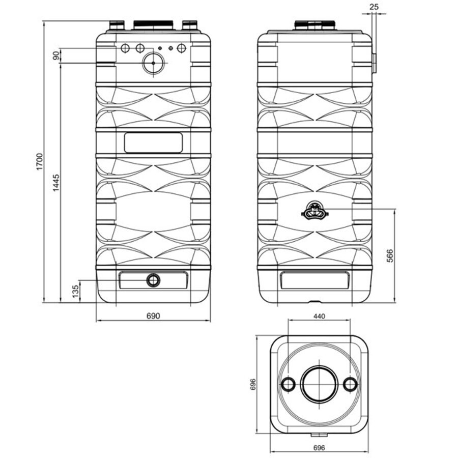 DEHOUST aquaform 690 liter blauw met opening 240 mm-2