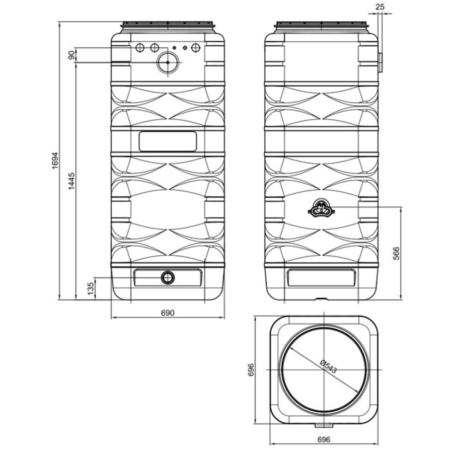 DEHOUST aquaform 690 liter blauw met opening 540 mm-2