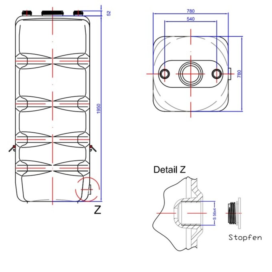 DEHOUST aquaform 1000 liter blauw met opening 240 mm-2