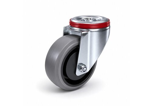EdelRader zwenkwiel grijs rubber 80mm 2KA boutgatbevestiging 