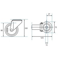 thumb-EdelRader zwenkwiel grijs rubber 80mm 2KA boutgatbevestiging-2