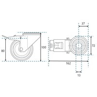 thumb-EdelRader zwenkwiel grijs rubber 100mm 2KA boutgatbevestiging met rem-2