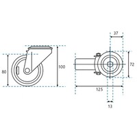 thumb-EdelRader zwenkwiel grijs rubber 125mm 2KA boutgatbevestiging-2