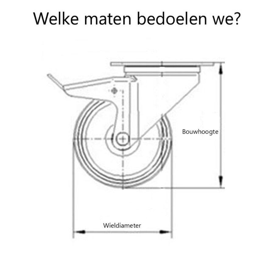 EdelRader zwenkwiel grijs rubber 80mm 2KA plaatbevestiging met rem-2
