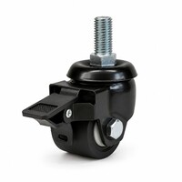 Zwenkwiel 50mm 5PO zwart zwaarlast M16 schroefdraad met rem