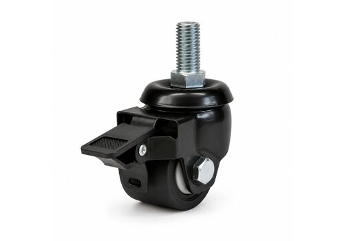 Zwenkwiel 50mm 5PO zwart zwaarlast M16 schroefdraad met rem 