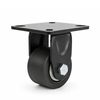 Bokwiel 50mm 5PO zwart zwaarlast plaatbevestiging