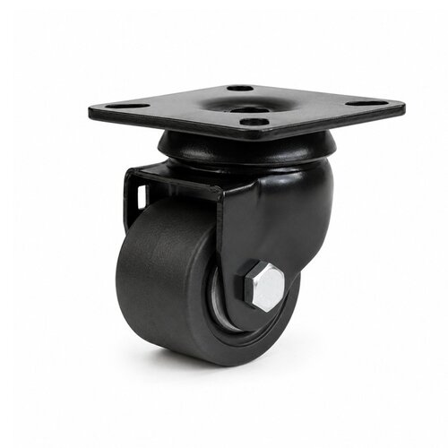 Zwenkwiel 50mm 5PO zwart zwaarlast plaatbevestiging 