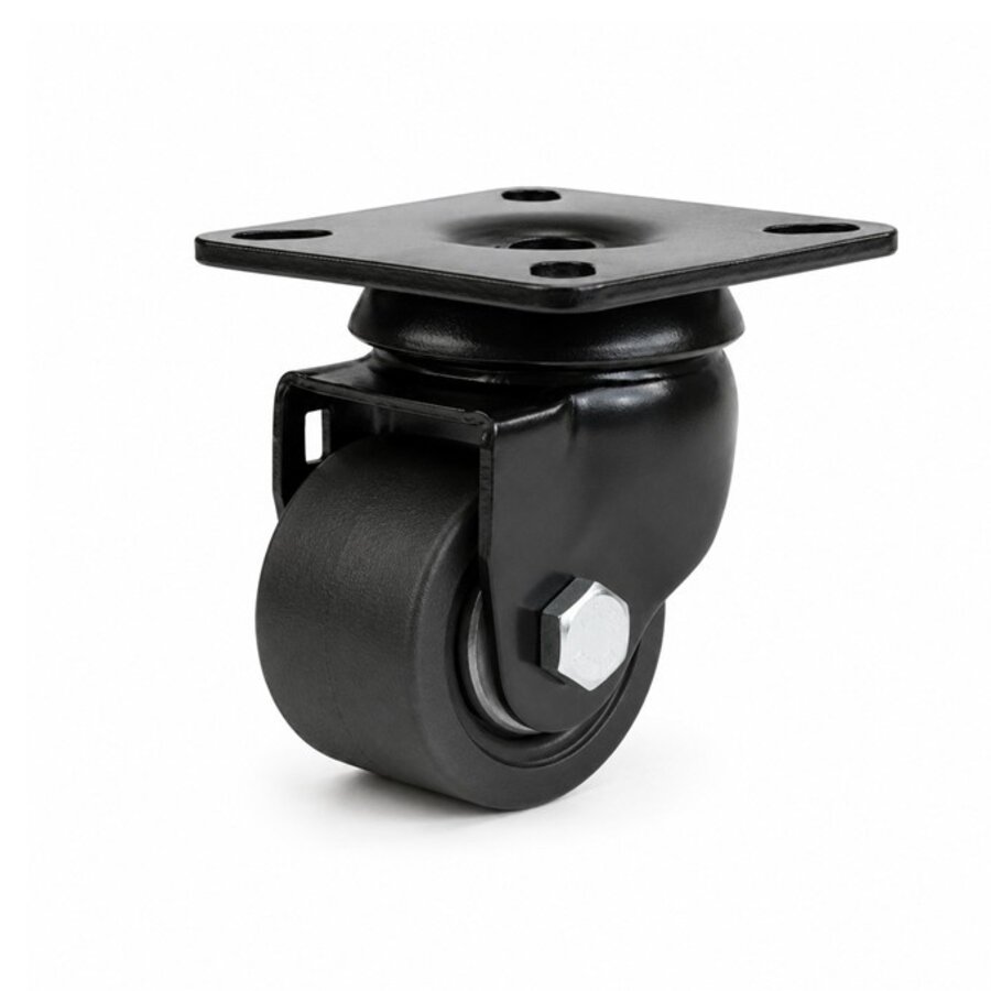 Zwenkwiel 50mm 5PO zwart zwaarlast plaatbevestiging-1