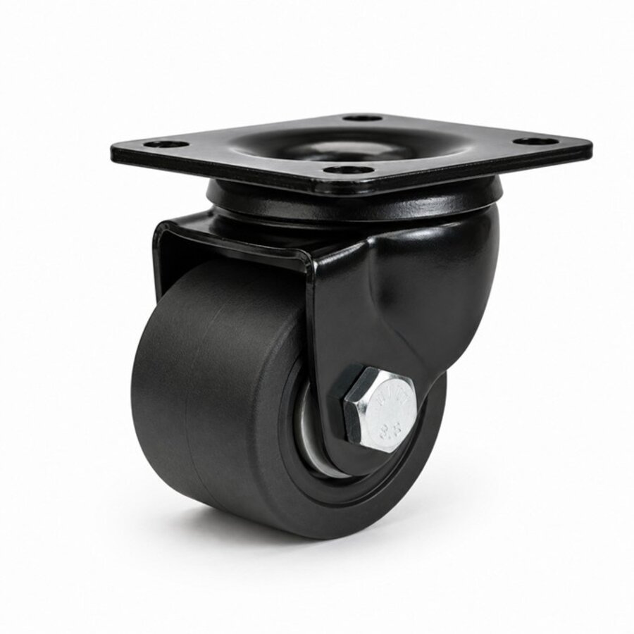 Zwenkwiel 75mm 5PO zwart zwaarlast plaatbevestiging-1