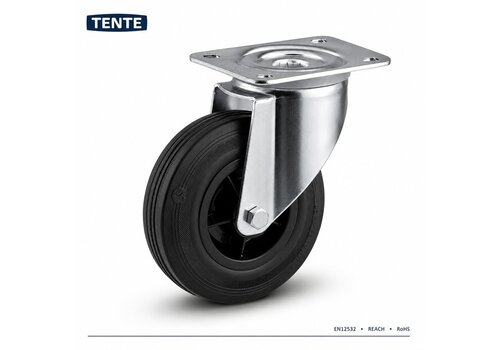 TENTE Zwenkwiel rubber 80 3KO plaat 