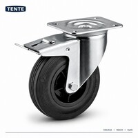 thumb-TENTE Zwenkwiel rubber 160 3KO plaat met rem-1