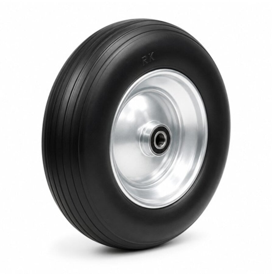 STAX Volrubber Wiel 385 mm – 300 kg – Kogellager asgat 25mm – Metalen Velg.-1