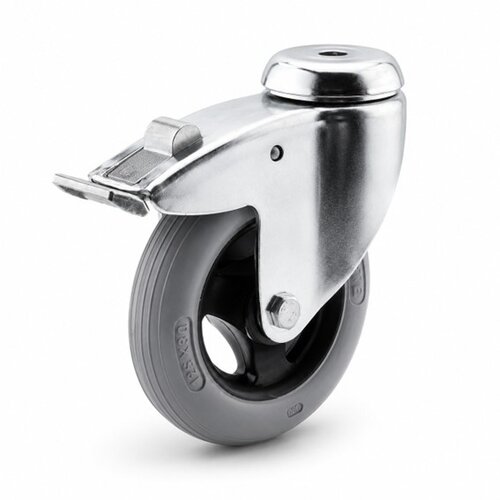 TENTE zwenkwiel unilast rubber 125 3KS boutgat met rem 