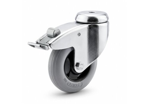 TENTE zwenkwiel unilast rubber 100 3KS boutgat met rem 