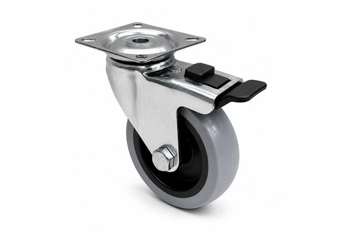 HILLER C20 RVS zwenkwiel 75mm plaat met rem 