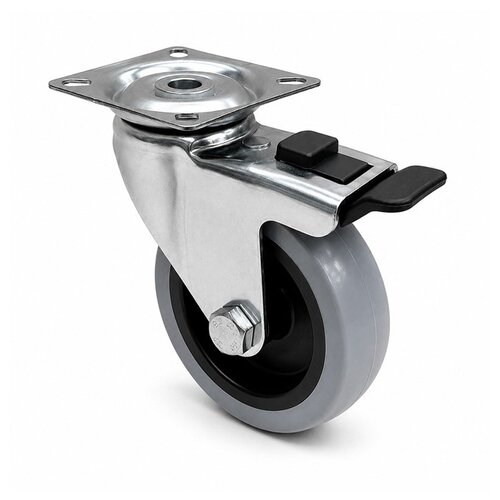 HILLER C20 RVS zwenkwiel 75mm plaat met rem 