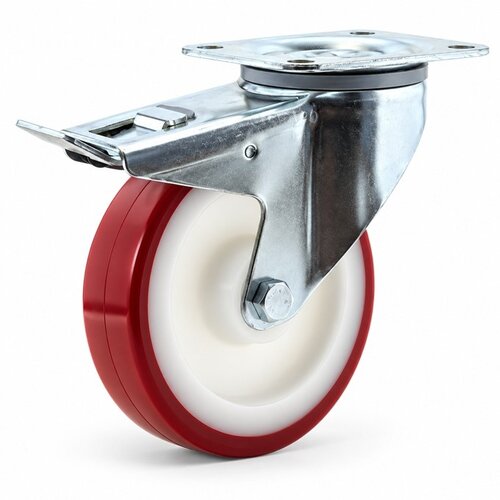 Zwenkwiel nylon 3NOP 160mm plaatbevestiging met rem 