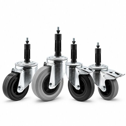 Rubber zwenkwielen voor ronde buis