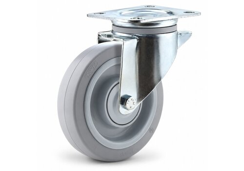 TENTE zwenkwiel elastisch rubber 160 3KO plaat 