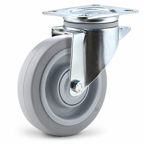 TENTE zwenkwiel elastisch rubber 160 3KO plaat 