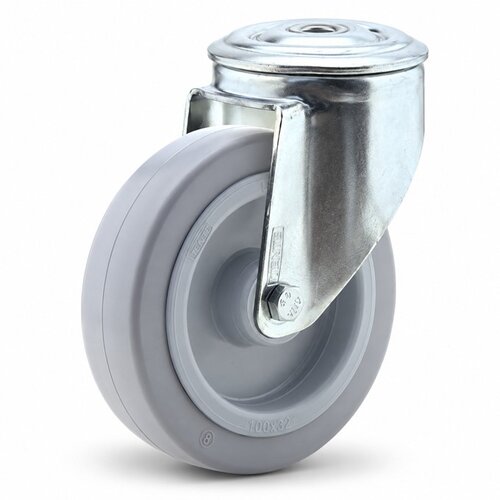 TENTE zwenkwiel elastisch rubber 125 3KO boutgat 