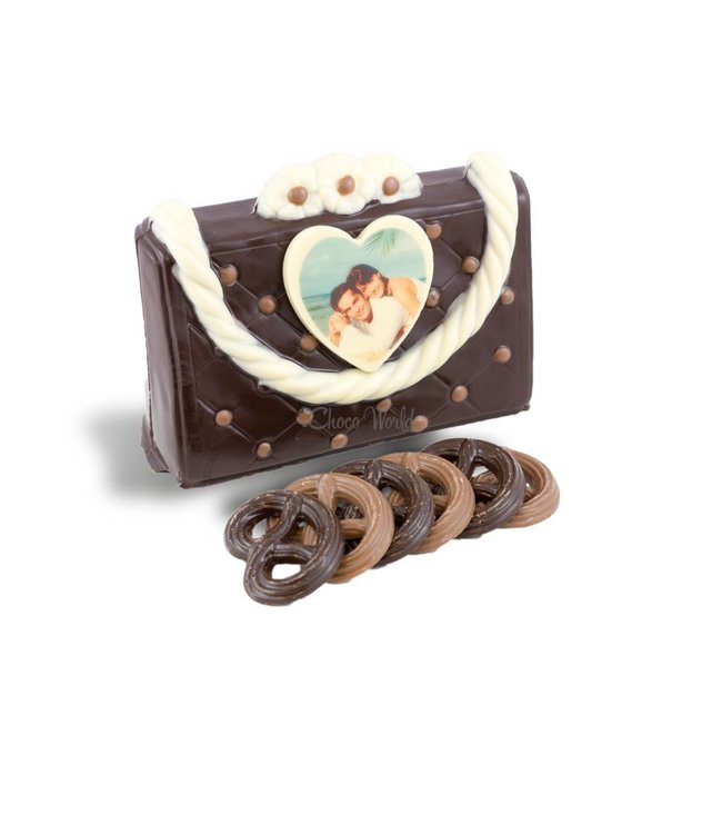 Chocolade handtas met foto hartje