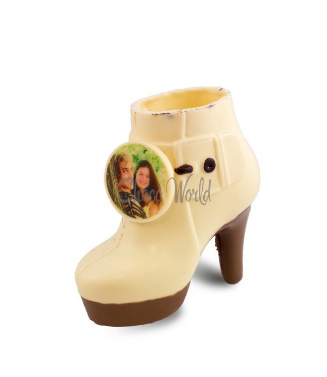 Chocolade dames bootie met foto