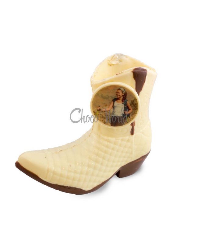 Chocolade cowboylaars met foto logo