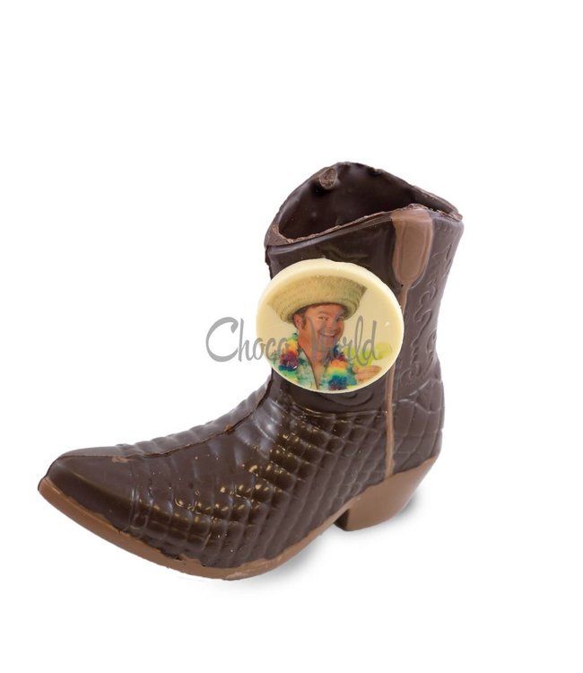 Chocolade cowboylaars met foto logo